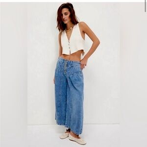 Free People Blue Wide Leg Jeans